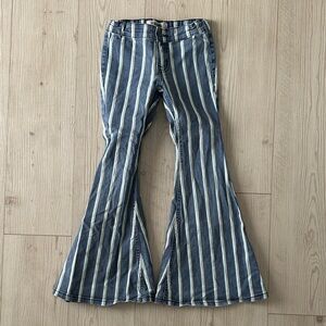 Striped Flare Denim Bell Bottom • Size 8